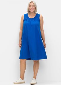 sheego Damen Jerseykleid "Jerseykleid", blau, Gr. 58, unifarben, Jersey, Single Jersey, 100% Baumwolle, Kleider