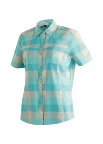 Maier Sports Damen Outdoorbluse "Kendra S/S W", blau, Gr. 36, 97% Polyester, 3% Elasthan, Blusen, Damen Kurzarmbluse, pflegeleichte Karobluse