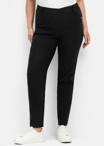 sheego Damen Stretch-Hose, schwarz, Gr. 104, unifarben, 70% Viskose, 25% Polyester, 5% Elasthan, Hosen