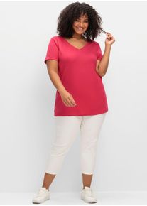 sheego Damen T-Shirt "T-Shirt", pink, Gr. 52, unifarben, 100% Baumwolle, Shirts