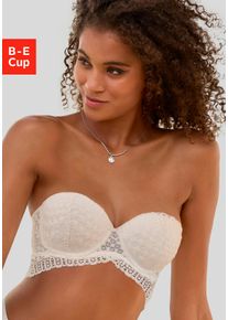 Lascana Damen Push-up-BH, Gr. 95, beige, Microtouch, Spitze, Obermaterial: 85% Polyamid, 15% Elasthan, feminin, BHs, mit vielen Tragevarianten und