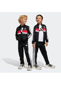 Kinder Trainingsanzug "LK 3S TIB TS", schwarz-weiß, sportlich, Gr. 110, adidas Sportswear, Obermaterial: 100% Polyester, Sportanzüge