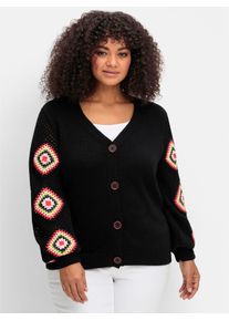 Damen Strickjacke, schwarz, Gr. 56, sheego by Joe Browns, unifarben, 100% Polyacryl, Strickjacken
