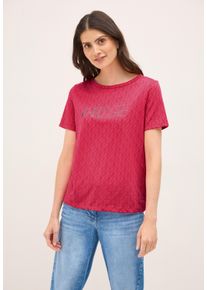 Cecil Damen T-Shirtglazed apple rot, casual, Gr. XS, bedruckt, Jersey, Obermaterial: 50% Baumwolle, 50% Polyester, Shirts, in Ausbrenner-Optik mit