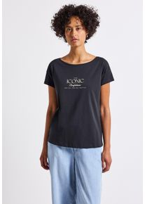 Street One Damen T-Shirtdeepwater blau, casual, Gr. 46, unifarben, Web, 100% Baumwolle, Shirts, aus reiner Baumwolle