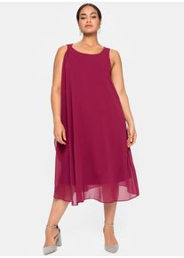 sheego Damen Chiffonkleid "Kleid", lila, Gr. 52, unifarben, 100% Polyester, Kleider