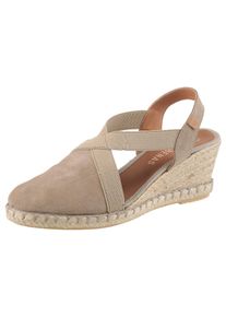 VERBENAS Damen Keilsandalette "Milena Serraje", Gr. 42, grau, Veloursleder, casual, Schuhe, Sommerschuh, Riemchensandale, Urlaubschuh, Keilabsatz mit