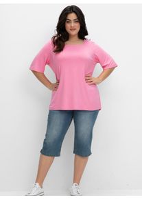 sheego Damen T-Shirt "T-Shirt"blumiges pink, Gr. 44, 95% Viskose, 5% Elasthan, Shirts