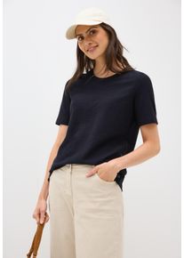 Cecil Damen Rundhalsshirturban dunkelblau, casual, Gr. M, unifarben, Jersey, Obermaterial: 90% Baumwolle, 10% Polyester, Shirts, mit seitlichen