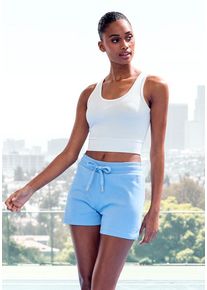 active by Lascana LASCANA ACTIVE Shorts blau Gr. S (36/38) für Damen. Mit Logodruck, Bindeband. Bequem. Nachhaltig.