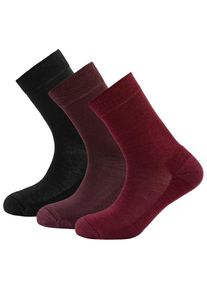 DEVOLD Daily Merino Medium Sock 3-Pack Multifunktionssocken Damen (Gr 36-40 |rot)