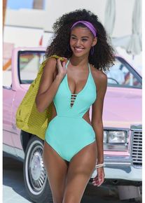 Buffalo Monokini 'Dulce' grün Gr. 34 für Damen. Mit Seitlichen Stäbchen. Nachhaltig.