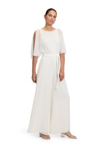 Vera Mont Damen Overall "Vera Mont Jumpsuit mit Bindegürtel", weiß, elegant, Gr. 36, Chiffon, Obermaterial: 100% Polyester. Futter: 100% Polyester.,