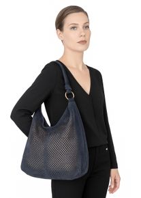 Damen Schultertasche "Midnight Luxe", Collezione Alessandro, blau, Leder, Taschen, aus Leder mit Laser-Lochung