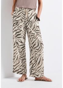 Street One Damen Stoffhosetumbled beige, casual, Gr. 38, bedruckt, Web, Obermaterial: 85% Viskose, 15% Nylon, Hosen, mit All-Over Print