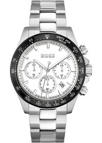 BOSS Herren Chronograph "HERO", silber, Armbanduhren, Quarzuhr, Herrenuhr, Armbanduhr, Stoppfunktion, Edelstahlarmband