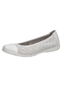 Caprice Damen Ballerina, Gr. 37, weiß, Leder, unifarben, sportlich, Schuhe, Slipper, Bequemschuh, Schlupfschuh mit Perforation