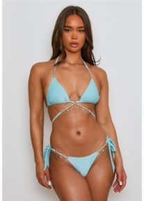 MODA MINX Damen Bikini-Hose "Lumiere Seychelles", blau, Gr. XL, unifarben, 85% Polyester, 8% Elasthan, 7% Metall, Badehosen, mit Glitzersteinchen und