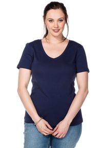 sheego Damen T-Shirt "T-Shirt", blau, Gr. 56, unifarben, 100% Baumwolle, Shirts