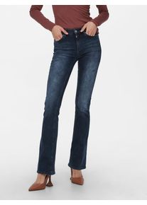 Only Damen Bootcut-Jeans "ONLBLUSH MID FLARED DNM REA409 NOOS", blau, modisch, Gr. XL, Abriebeffekte, Denim/Jeans, Obermaterial: 92% Baumwolle, 6%