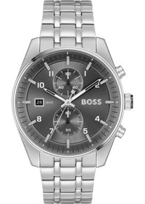 BOSS Herren Chronograph "SKYTRAVELLER", silber, Armbanduhren, Quarzuhr, Herrenuhr, Armbanduhr, Stoppfunktion, Edelstahlarmband