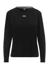 BOSS Damen Langarmshirt, Gr. M, schwarz, Jersey, Obermaterial: 95% Baumwolle, 5% Elasthan, unifarben, Basic, Shirts, mit Rundhalsausschnitt
