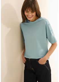 Cecil Damen T-Shirtcool salvia grün, casual, Gr. XL, unifarben, Jersey, Obermaterial: 48% Baumwolle, 48% Modal, 4% Elasthan, Shirts, mit Knopfdetail