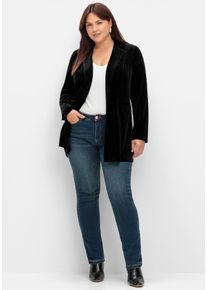 sheego Damen Jackenblazer "Jackenblazer", schwarz, Gr. 42, 92% Polyester, 8% Elasthan, Blazer