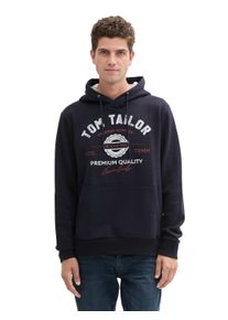 Tom Tailor Herren Kapuzensweatshirt, blau, casual, Gr. M, bedruckt, Sweatware, Obermaterial: 70% Baumwolle, 30% Polyester, Sweatshirts, mit Kapuze