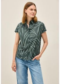Cecil Damen Hemdbluseschwarz balmy khaki, casual, Gr. XL, bedruckt, Web, 100% Baumwolle, Blusen, mit allover Print