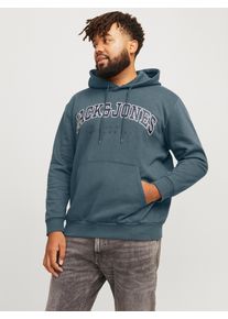 Jack & Jones PlusSize Herren Hoodie "JJECALEB VARSITY SWEAT HOOD NOOS PLS", grau, casual, Gr. 4XL, JACK & JONES PLUSSIZE, bedruckt, Sweatware, Obermaterial: 70% Baumwolle,