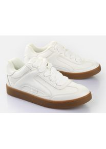 Buffalo Damen Sneaker "LIBERTY ONE", Gr. 41, weiß, Lederimitat, klassisch, Schuhe, Schnürschuh, Retro-Sneaker, Freizeitschuh mit weichem Schaftrand