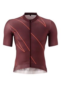 Gonso Herren Radtrikot "Road Jersey Print M", rot, Gr. S, 86% Polyester, 14% Elasthan, Trikots, Herren Fahrradtrikot kurzarm, Full-Zip Trikot,