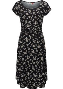 Ragwear Damen Sommerkleid "Ivone", schwarz, casual, Gr. L, 95% Viskose, 5% Elasthan, Kleider, leichtes Jersey-Kleid mit stylischer Raffung