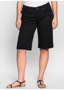 sheego Damen Bermudas, schwarz, Gr. 46, unifarben, 97% Baumwolle, 3% Elasthan, Hosen