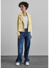 Street One Damen Lederimitatjacke, gelb, casual, Gr. 44, unifarben, Stoff, 95% Polyester, 5% Elasthan, Jacken, mit Reverskragen