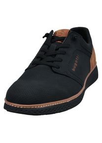 Bugatti Herren Slip-On Sneaker, Gr. 44, schwarz, Lederimitat, kontrastfarbene Details, sportlich, Schuhe, Halbschuh, Freizeitsneaker mit Perforation,