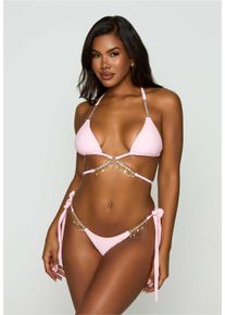 MODA MINX Damen Bikini-Hose "Seychelles Tie Side Brazilian Bikini Bottom", pink, Gr. XS, unifarben, 85% Polyester, 8% Elasthan, 7% Metall, Badehosen,