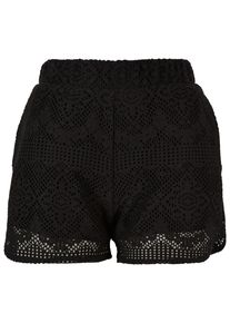 Urban Classics Damen Stoffhose "Urban Classics Damen Ladies Crochet Lace Resort Shorts", schwarz, Gr. 5XL, unifarben, 88% Baumwolle, 12% Polyamid,