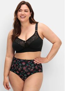 sheego Damen Bügelloser BH, Gr. 85, schwarz, 95% Baumwolle, 5% Elasthan, Netzmaterial:10% Elasthan, 90% Polyamid, Spitze:10% Elasthan, 90% Polyamid,