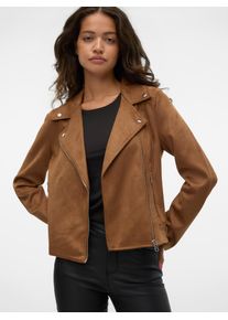 Véro Moda VERO MODA Damen Lederimitatjacke "VMJOSE SHORT FAUX SUEDE JACKET NOOS", braun, modisch, Gr. XS, unifarben, Web, Obermaterial: 90% Polyester, 10%