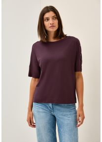 Cecil Damen T-Shirt, rot, casual, Gr. XXL, unifarben, Web, Stoff, 48% Baumwolle, 48% Modal, 4% Elasthan, Shirts, mit Rundhalsausschnitt