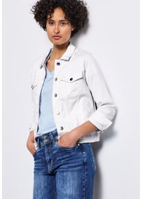 Street One Damen Jeansjacke "Style Lea"weiß washed, casual, Gr. 40, unifarben, Denim/Jeans, Obermaterial: 92% Baumwolle, 6% Elastomultiester, 2%