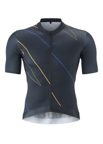 Gonso Herren Radtrikot "Road Jersey Print M", blau, Gr. L, 86% Polyester, 14% Elasthan, Trikots, Herren Fahrradtrikot kurzarm, Full-Zip Trikot,