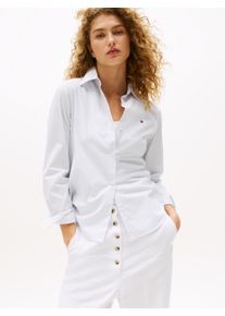Tommy Hilfiger Damen Shirtbluse "ESS POPLIN REGULAR SHIRT", blau, casual, Gr. 42, unifarben, Web, Obermaterial: 97% Baumwolle, 3% Elasthan, Blusen