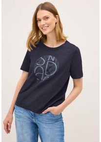 Cecil Damen T-Shirturban dunkelblau, casual, Gr. L, bedruckt, Web, 100% Baumwolle, Shirts, Feel Good Fit