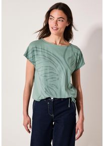 Cecil Damen T-Shirtmatcha grün, casual, Gr. M, gemustert, Web, Stoff, 50% Baumwolle, 50% Modal, Shirts, mit Tunnelzug am Saum