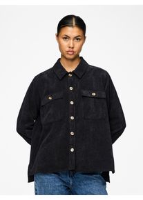 Pieces Damen Hemdbluse "PCEFFI LS SHIRT WVN NOOS", schwarz, modisch, Gr. XS, unifarben, Cord, Obermaterial: 92% Polyester, 8% Nylon, Blusen