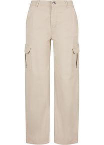 Urban Classics Damen Stoffhose "Urban Classics Damen Ladies High Waist Straight Cargo Pants", beige, Gr. 28, unifarben, 98% Baumwolle, 2% Elasthan,