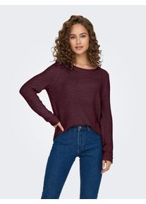 Only Damen Strickpullover "ONLGEENA XO L/S PULLOVER KNT NOOS", rot, modisch, Gr. L, unifarben, Strick, Obermaterial: 65% Polyacryl, 35% Polyamid,